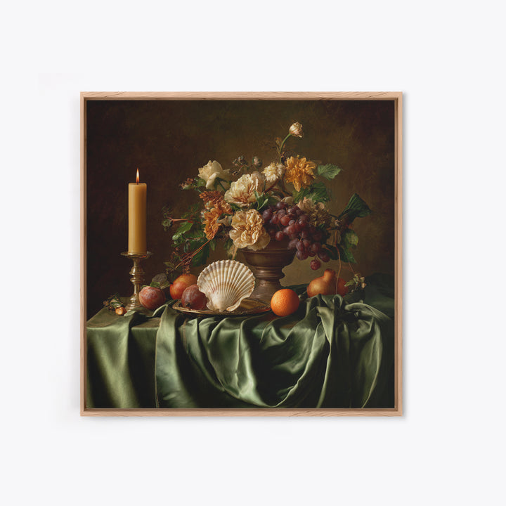 Ornamental Shell and Pearl Composition Canvas Print, Baroque Art, Gallery Wall, Living Room Decor, Ornate, Neutral Decor, BAO-1x1-94