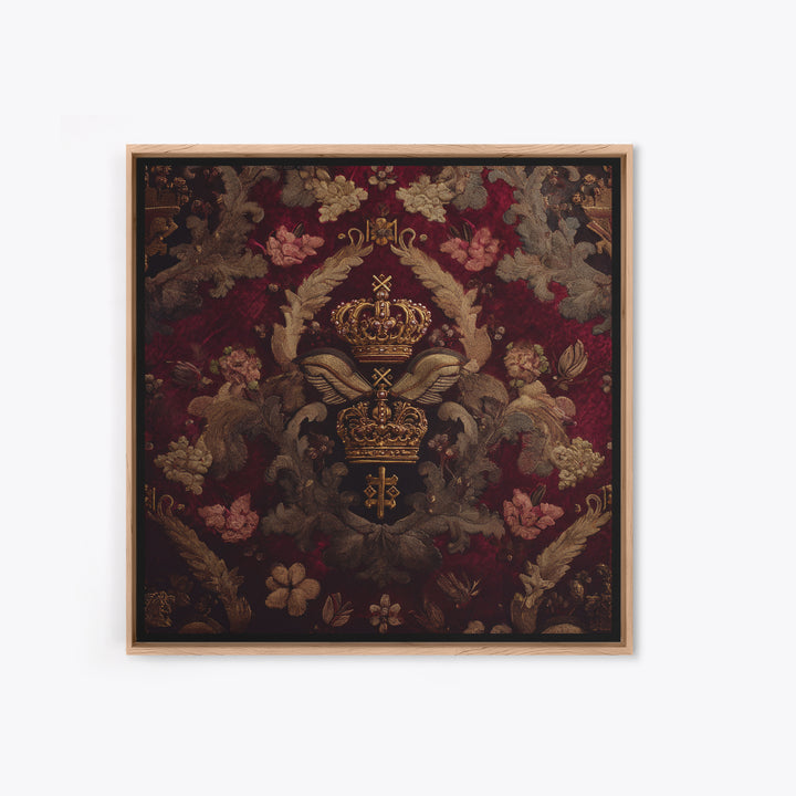 Dark Red Velvet Canvas Print, Baroque Art, Art Nouveau Decor, Living Room Decor, Fine Art, Ornate, Art Print, Textured Painting, BAO-1x1-95