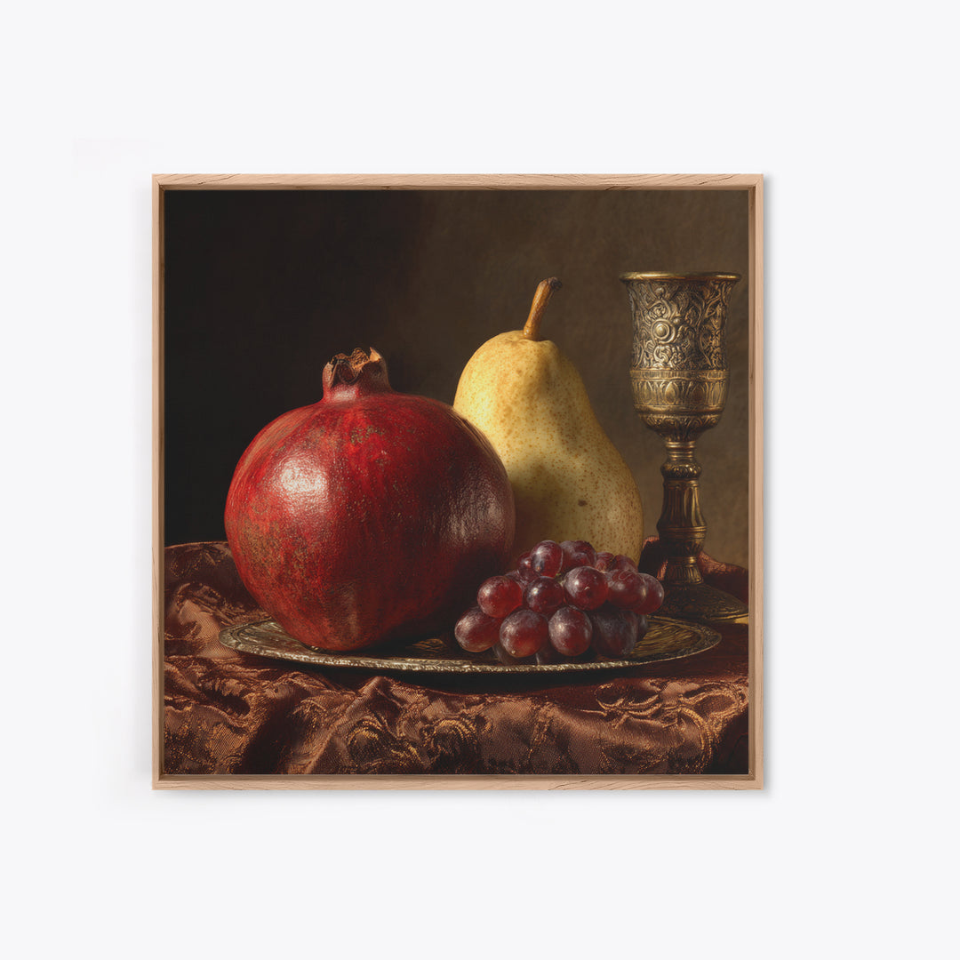 Dramatic Fruit Still Life Canvas Print, Baroque Art, Wall Decor, Living Room Decor, Oil Painting, Ornate, Contemporary Art, BAO-1x1-97