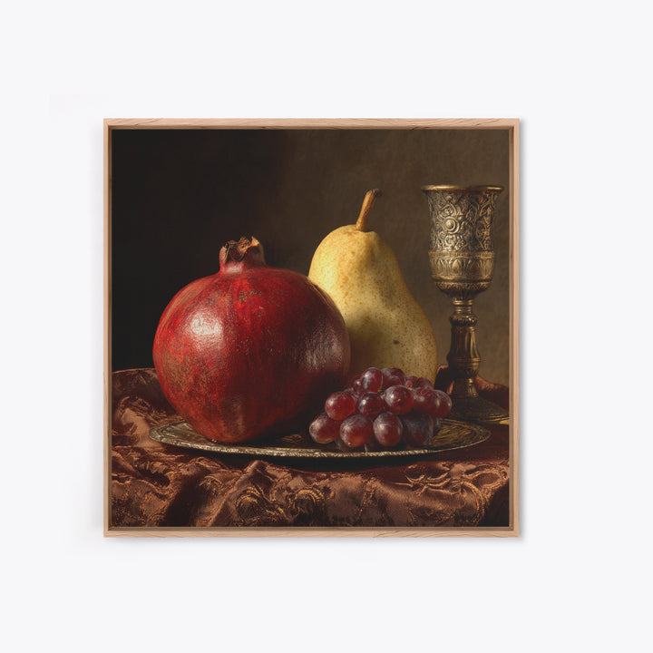 Dramatic Fruit Still Life Canvas Print, Baroque Art, Wall Decor, Living Room Decor, Oil Painting, Ornate, Contemporary Art, BAO-1x1-97