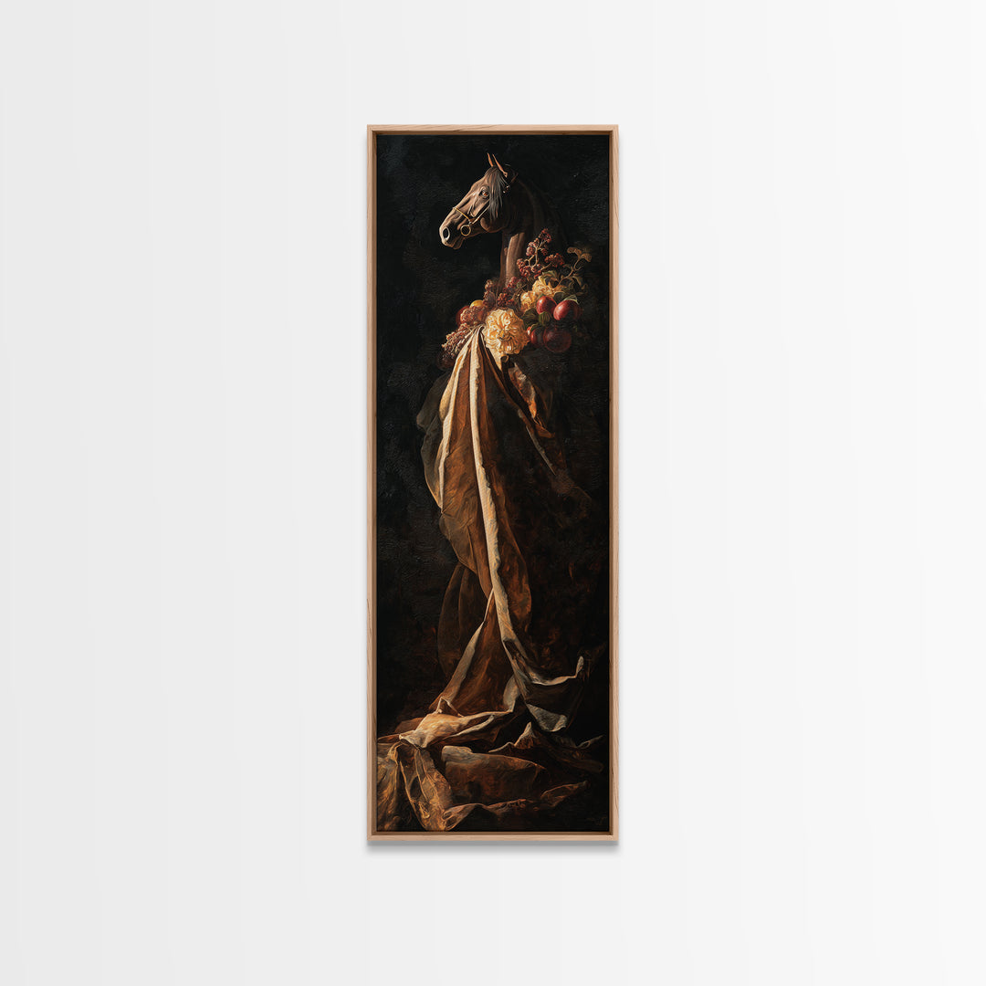 Dramatic Horse Portrait Canvas Print, Baroque Art, Portrait Painting, Living Room Decor, Oil Painting, Ornate, Wall Decor, BAO-1x3-12