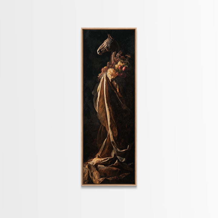 Dramatic Horse Portrait Canvas Print, Baroque Art, Portrait Painting, Living Room Decor, Oil Painting, Ornate, Wall Decor, BAO-1x3-12