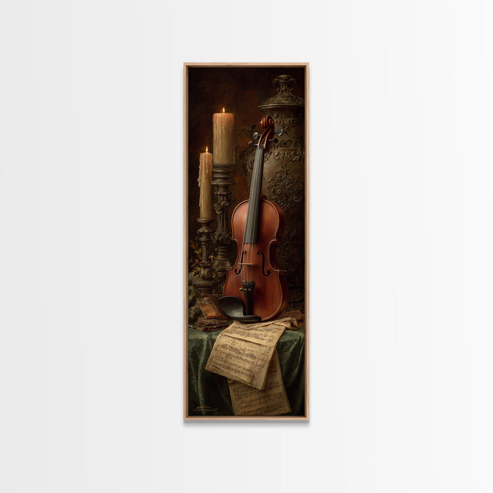 Baroque Violin and Sheet Music Still Life Canvas Print, Baroque Art, Art Nouveau Decor, Living Room Decor, Fine Art, Ornate, BAO-1x3-23