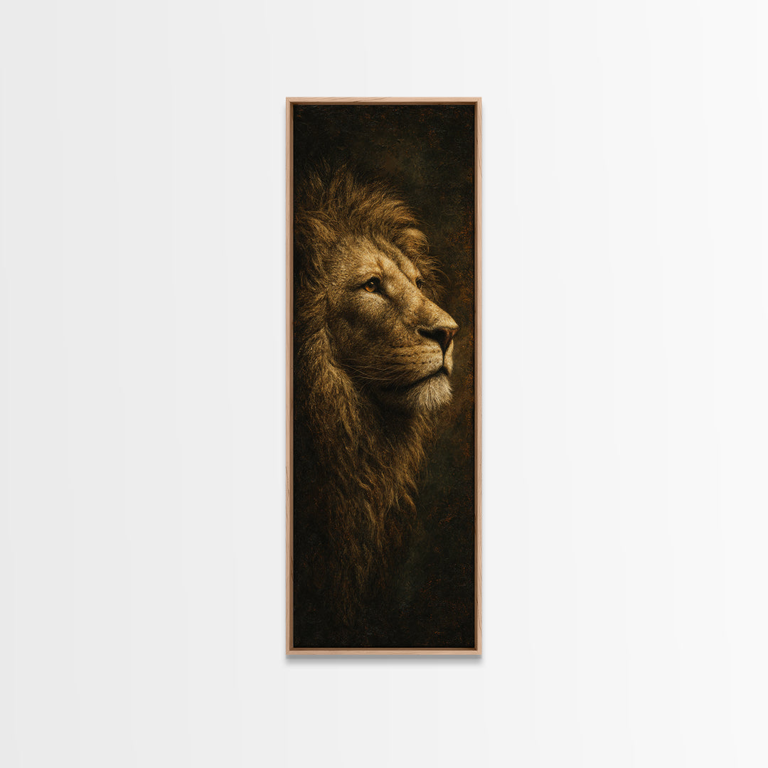 Royal Lion Portrait Framed Canvas Print, Baroque Art, Eclectic Wall Art, Living Room Decor, Fine Art, Ornate, Gallery Decor, BAO-1x3-29