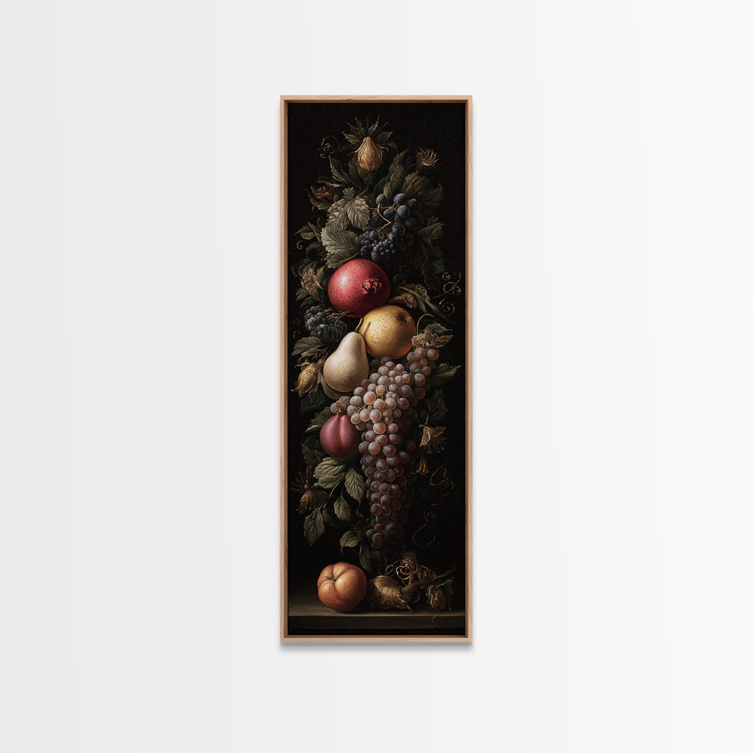 Dramatic Fruit Still Life Canvas Print, Baroque Art, Gallery Wall, Living Room Decor, Fine Art, Ornate, Neutral Decor, BAO-1x3-37