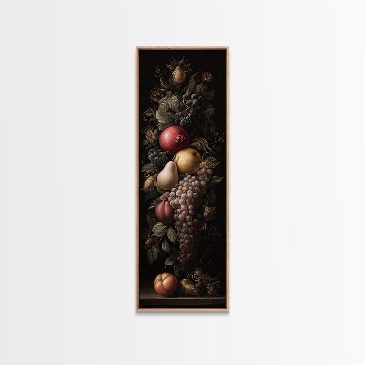 Dramatic Fruit Still Life Canvas Print, Baroque Art, Gallery Wall, Living Room Decor, Fine Art, Ornate, Neutral Decor, BAO-1x3-37