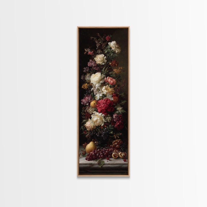Dark Floral Arrangement Canvas Print, Baroque Art, Wall Decor, Living Room Decor, Oil Painting, Ornate, Contemporary Art, BAO-1x3-40