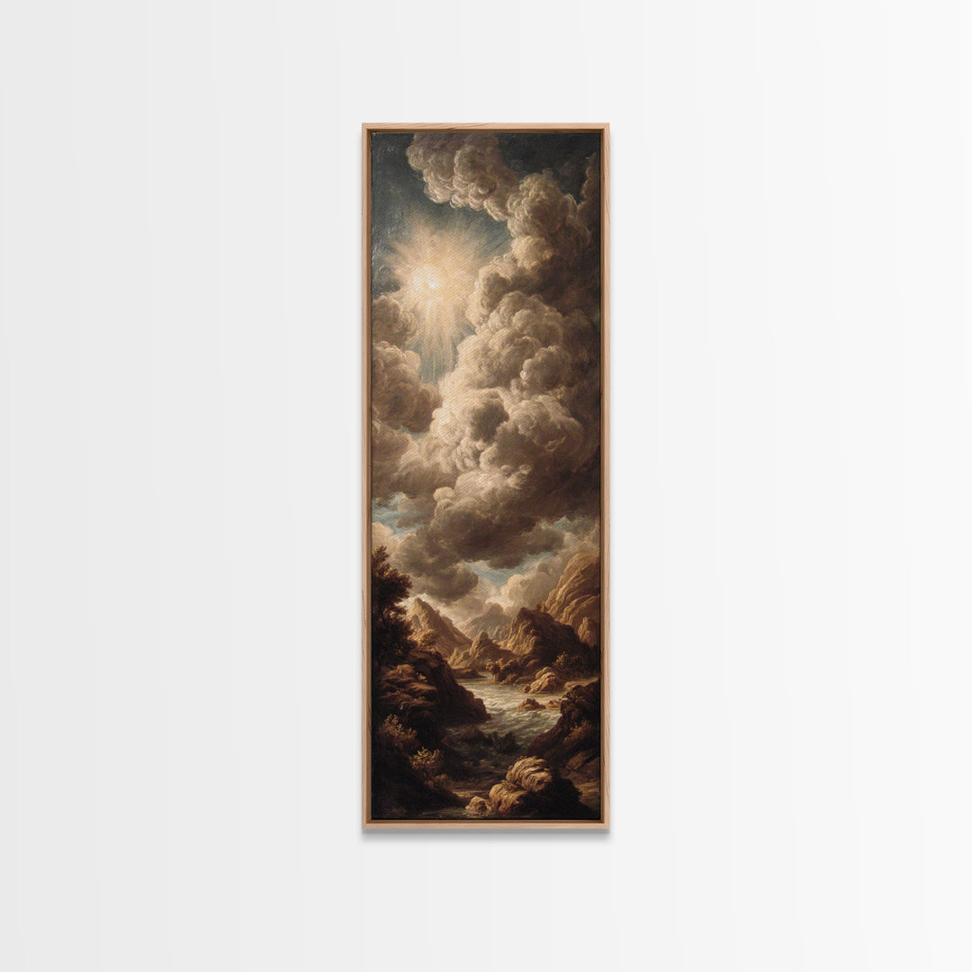 Theatrical Stormy Landscape Framed Canvas Print, Baroque Art, Room Decor Aesthetic, Living Room Decor, Fine Art, Ornate, BAO-1x3-46