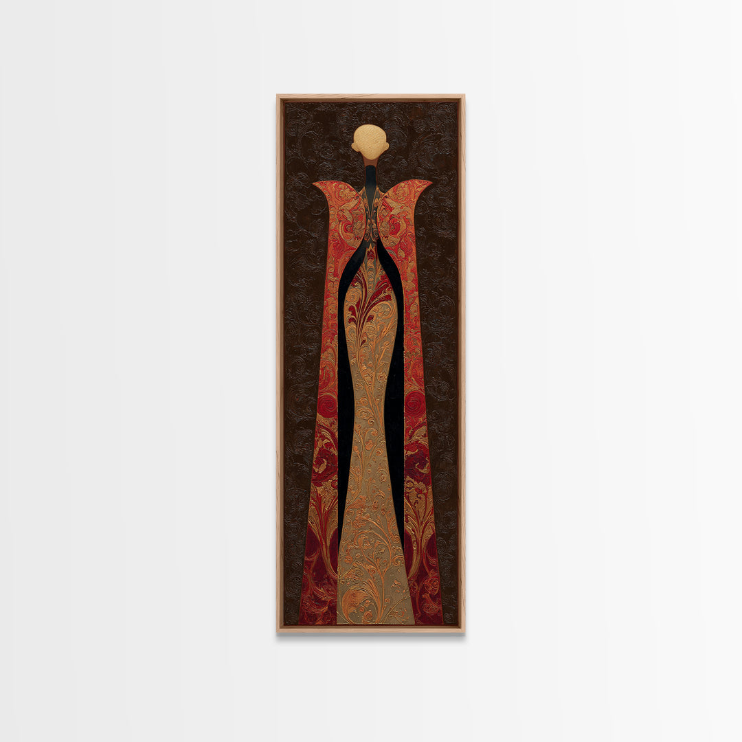 Mythic Goddess Figure Framed Canvas Print, Baroque Art, Eclectic Wall Art, Living Room Decor, Oil Painting, Ornate, BAO-1x3-50