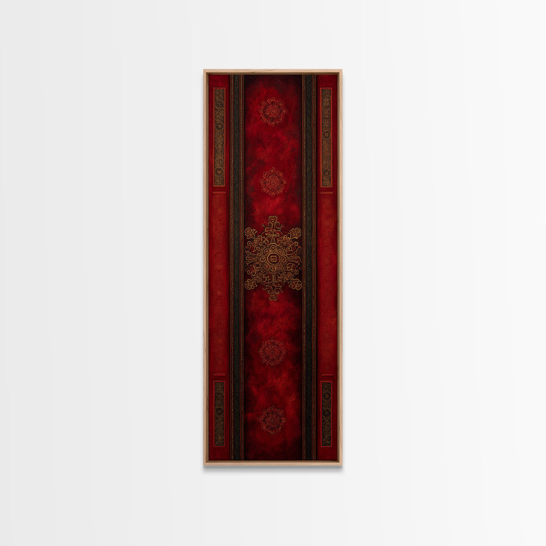 Dark Red Velvet Canvas Print, Baroque Art, Statement Artwork, Living Room Decor, Fine Art, Ornate, Painting, Printable Wall Art, BAO-1x3-59