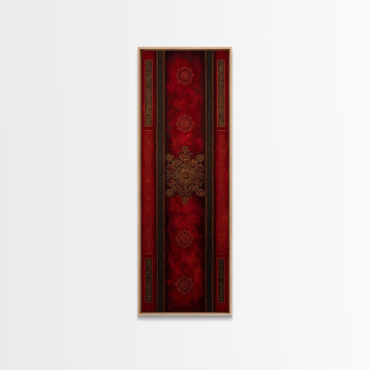 Dark Red Velvet Canvas Print, Baroque Art, Statement Artwork, Living Room Decor, Fine Art, Ornate, Painting, Printable Wall Art, BAO-1x3-59