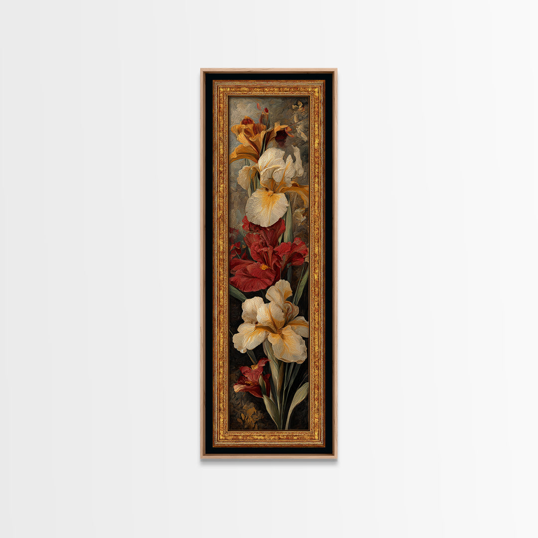 Ornate Gold Frame Illusion Around a Botanical Canvas Print, Baroque Art, Maximalist Decor, Living Room Decor, Ornate, BAO-1x3-69