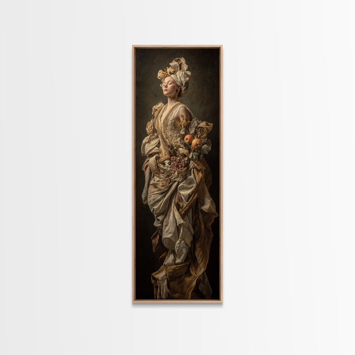 Mythic Goddess Figure Framed Canvas Print, Baroque Art, Eclectic Wall Art, Living Room Decor, Oil Painting, Ornate, BAO-1x3-74