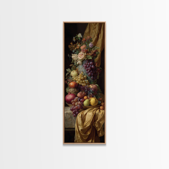Lavish Banquet Fruit Composition Framed Canvas Print, Baroque Art, Eclectic Wall Art, Living Room Decor, Fine Art, Ornate, BAO-1x3-8