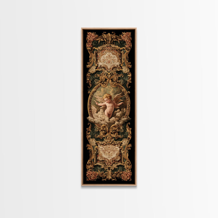 Ornate Cherub Figure Surrounded by Clouds and Canvas Print, Baroque Art, Art Nouveau Decor, Living Room Decor, Fine Art, Ornate, BAO-1x3-86