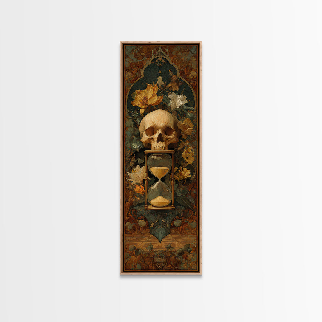 Skull and Hourglass Vanitas Still Life Canvas Print, Baroque Art, Printable Wall Art, Living Room Decor, Fine Art, Ornate, BAO-1x3-89