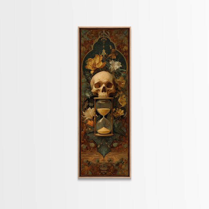 Skull and Hourglass Vanitas Still Life Canvas Print, Baroque Art, Printable Wall Art, Living Room Decor, Fine Art, Ornate, BAO-1x3-89