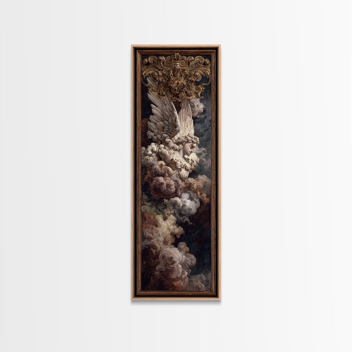 Gilded Angel Wings Emerging from Storm Clouds Canvas Print, Baroque Art, Baroque, Living Room Decor, Oil Painting, Ornate, BAO-1x3-90