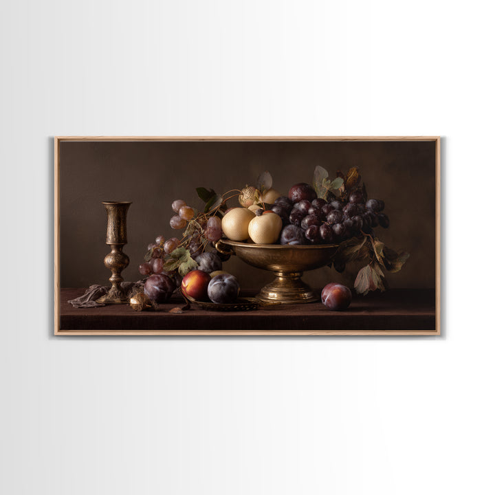 Dramatic Fruit Still Life Canvas Print, Baroque Art, Wall Decor, Living Room Decor, Oil Painting, Ornate, Contemporary Art, BAO-2x1-21