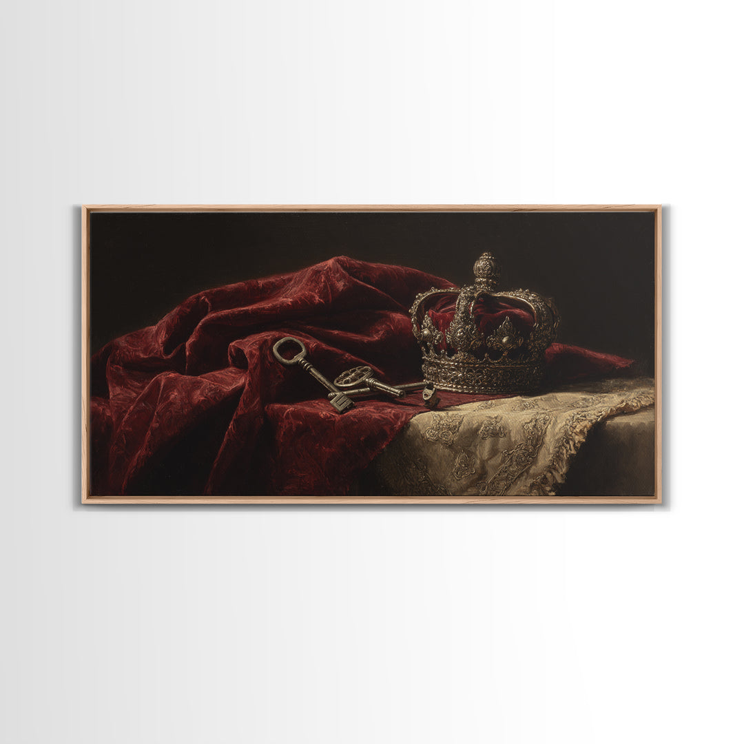 Dark Red Velvet Framed Canvas Print, Baroque Art, Contemporary Art, Living Room Decor, Fine Art, Ornate, 3d Wall Art, BAO-2x1-43