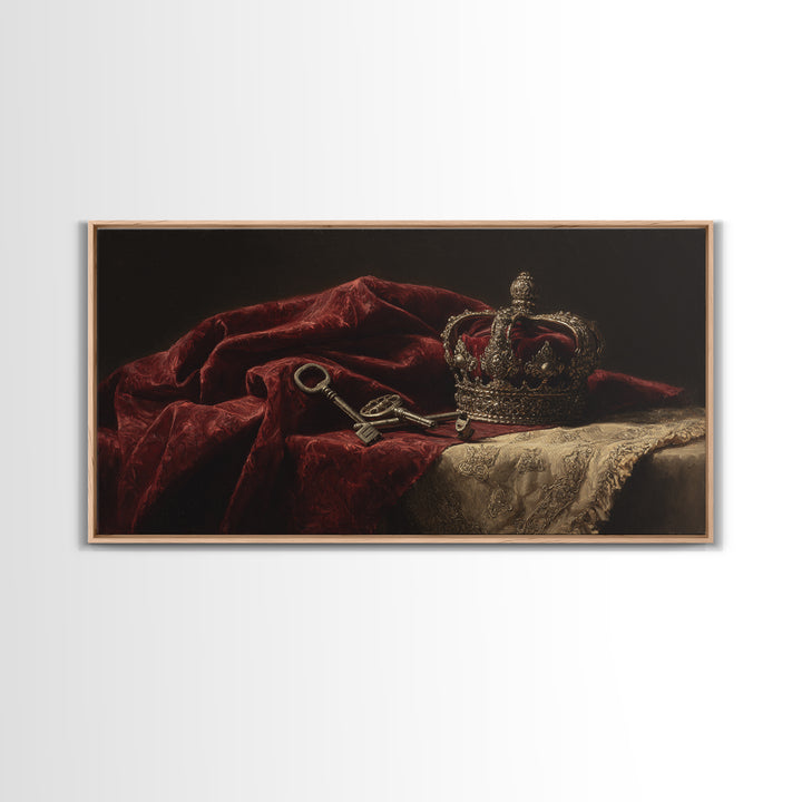 Dark Red Velvet Framed Canvas Print, Baroque Art, Contemporary Art, Living Room Decor, Fine Art, Ornate, 3d Wall Art, BAO-2x1-43