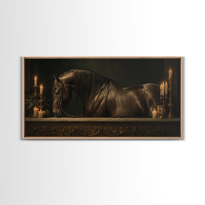 Dramatic Horse Portrait Canvas Print, Baroque Art, Art Print, Living Room Decor, Ornate, Oil Painting, Digital Wall Art, BAO-2x1-44