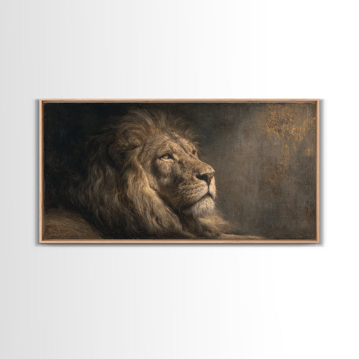 Royal Lion Portrait Canvas Print, Baroque Art, Statement Artwork, Living Room Decor, Fine Art, Ornate, Painting, BAO-2x1-61