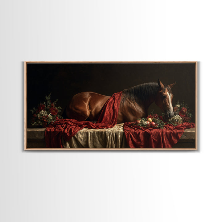 Dramatic Horse Portrait Canvas Print, Baroque Art, Canvas, Living Room Decor, Fine Art, Ornate, Room Decor Aesthetic, BAO-2x1-68