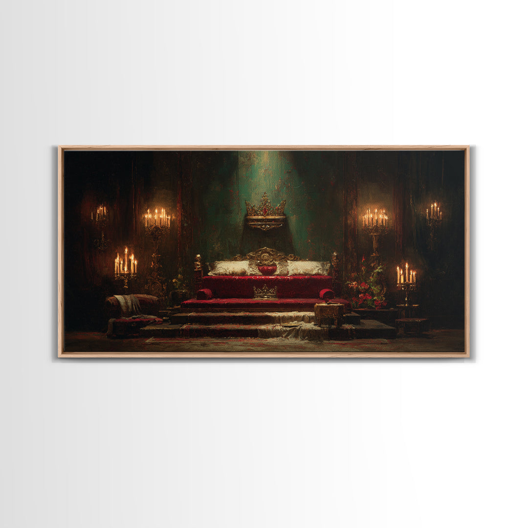 Dark Red Velvet Framed Canvas Print, Baroque Art, Contemporary Art, Living Room Decor, Fine Art, Ornate, 3d Wall Art, BAO-2x1-91