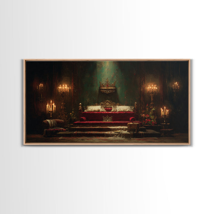 Dark Red Velvet Framed Canvas Print, Baroque Art, Contemporary Art, Living Room Decor, Fine Art, Ornate, 3d Wall Art, BAO-2x1-91