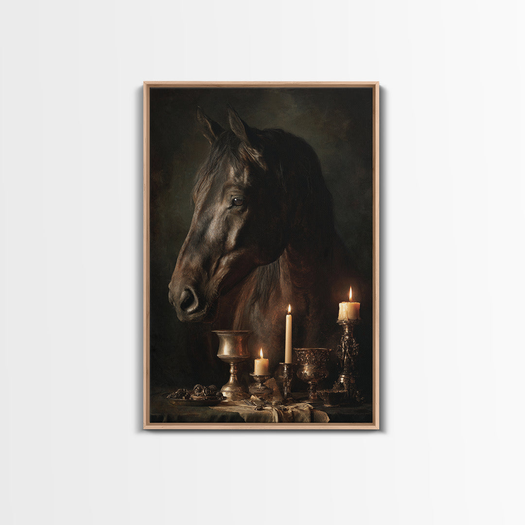 Dramatic Horse Portrait Canvas Print, Baroque Art, Printable Art, Living Room Decor, Ornate, Gallery Wall, Dark Academia Art, BAO-2x3-32