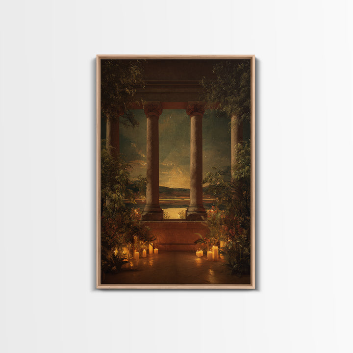 Classical Ruins Beneath a Dramatic Sky Framed Canvas Print, Baroque Art, Room Decor Aesthetic, Living Room Decor, Oil Painting, BAO-2x3-51