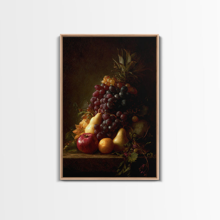 Dramatic Fruit Still Life Canvas Print, Baroque Art, Minimalist Decor, Living Room Decor, Oil Painting, Ornate, Whimsical Decor, BAO-2x3-57