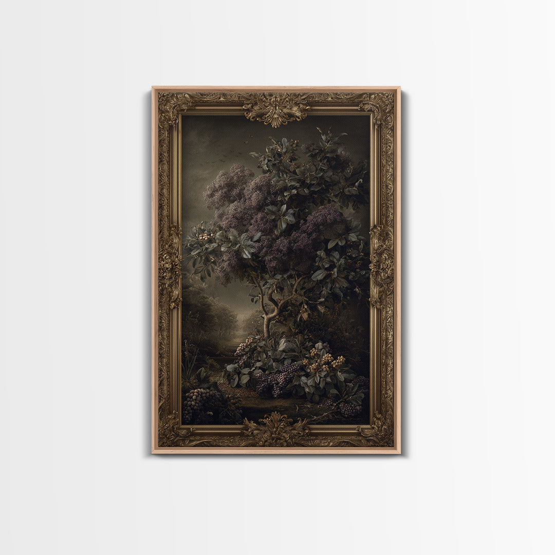 Ornate Gold Frame Illusion Around a Botanical Canvas Print, Baroque Art, Art Print, Living Room Decor, Oil Painting, Ornate, BAO-2x3-65