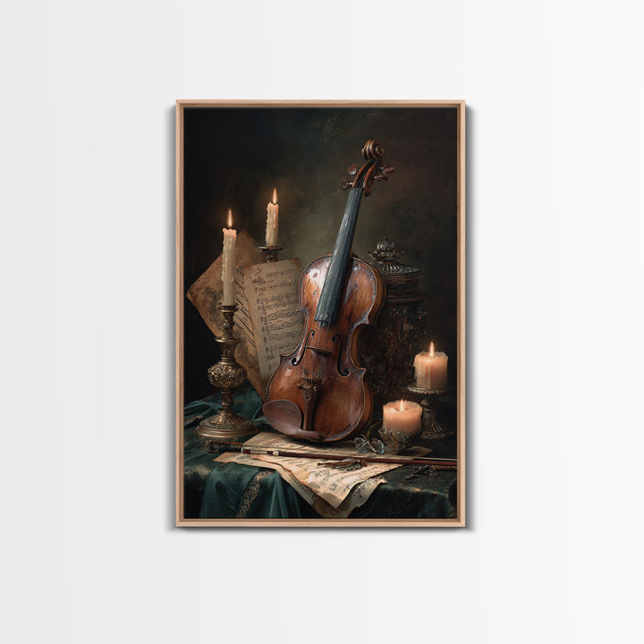 Baroque Violin and Sheet Music Still Life Canvas Print, Baroque Art, Art Nouveau Decor, Living Room Decor, Fine Art, Ornate, BAO-2x3-67