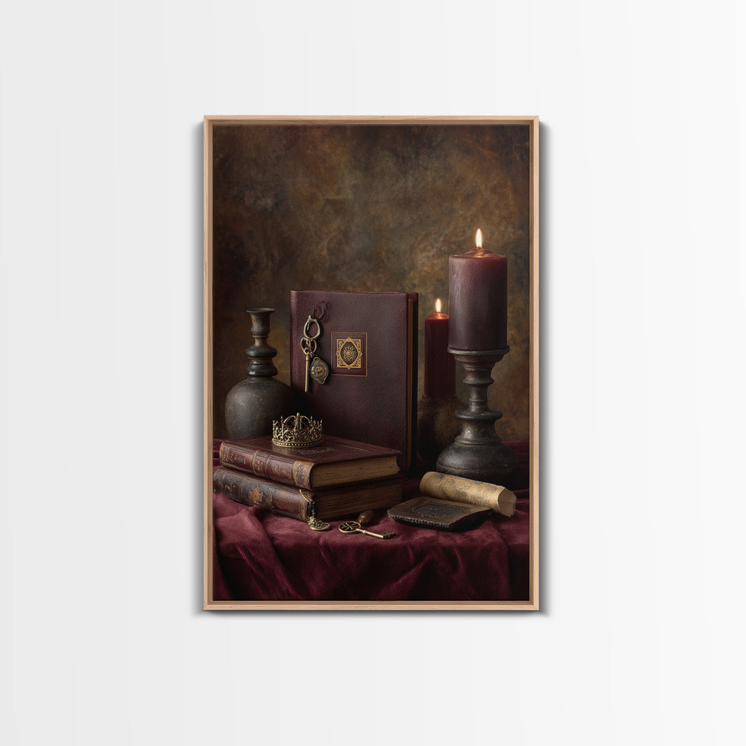 Dark Red Velvet Canvas Print, Baroque Art, Art, Living Room Decor, Fine Art, Ornate, Modern Wall Art, Living Room Wall Art, BAO-2x3-7