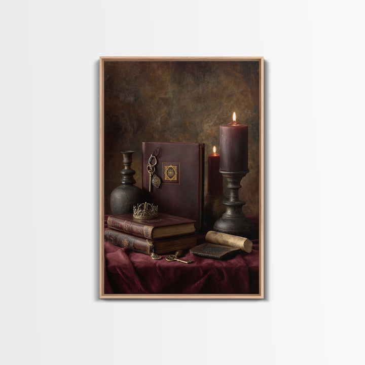 Dark Red Velvet Canvas Print, Baroque Art, Art, Living Room Decor, Fine Art, Ornate, Modern Wall Art, Living Room Wall Art, BAO-2x3-7