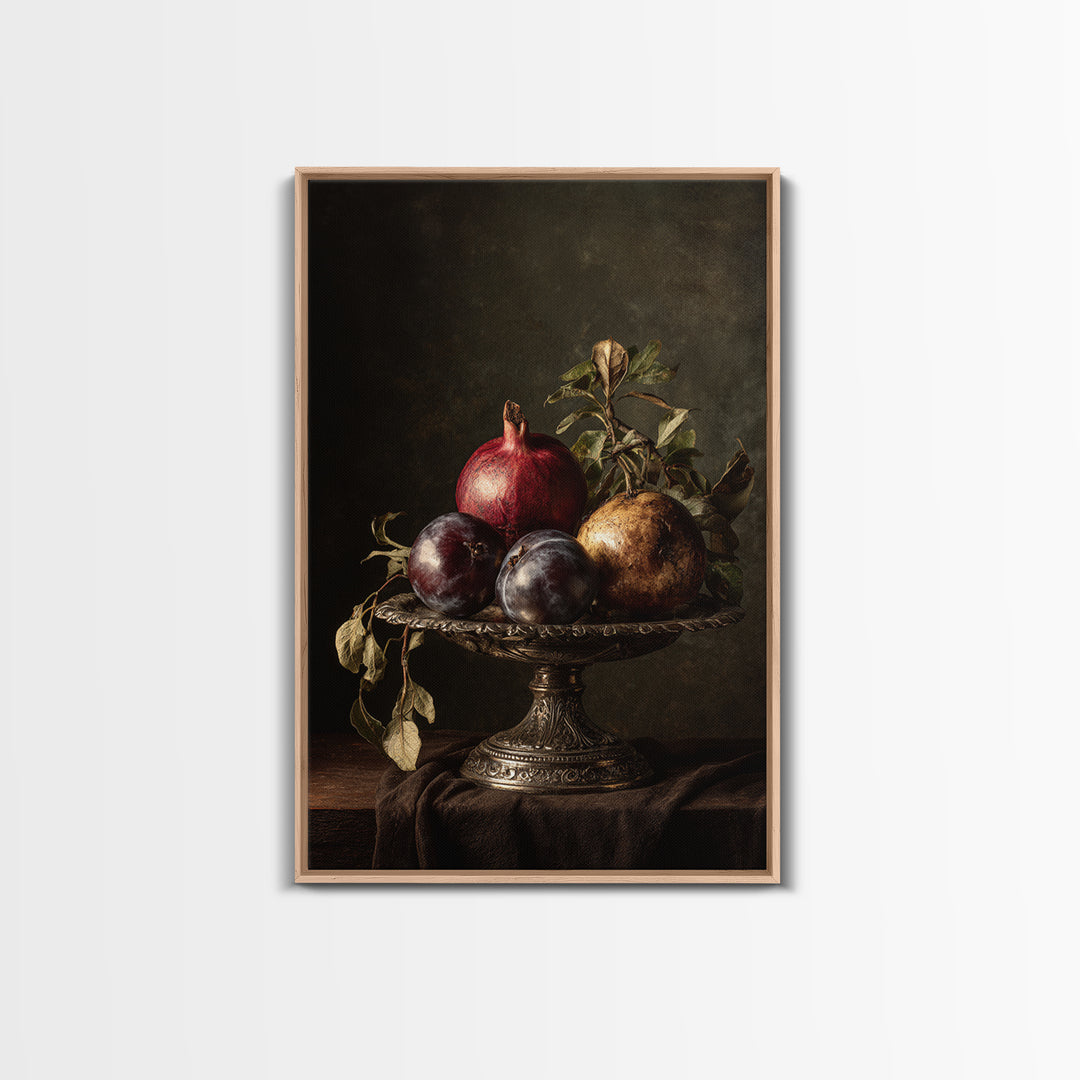 Dramatic Fruit Still Life Canvas Print, Baroque Art, Wall Decor, Living Room Decor, Fine Art, Ornate, Contemporary Art, BAO-2x3-9