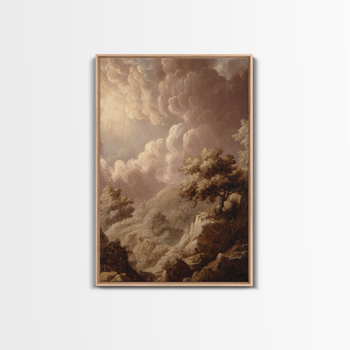 Theatrical Stormy Landscape Framed Canvas Print, Baroque Art, Room Decor, Living Room Decor, Oil Painting, Ornate, BAO-2x3-90