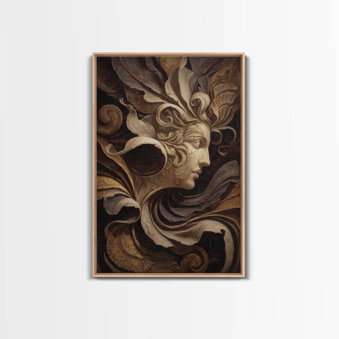 Mythic Goddess Figure Framed Canvas Print, Baroque Art, Textured Painting, Living Room Decor, Fine Art, Ornate, Printable Art, BAO-2x3-94