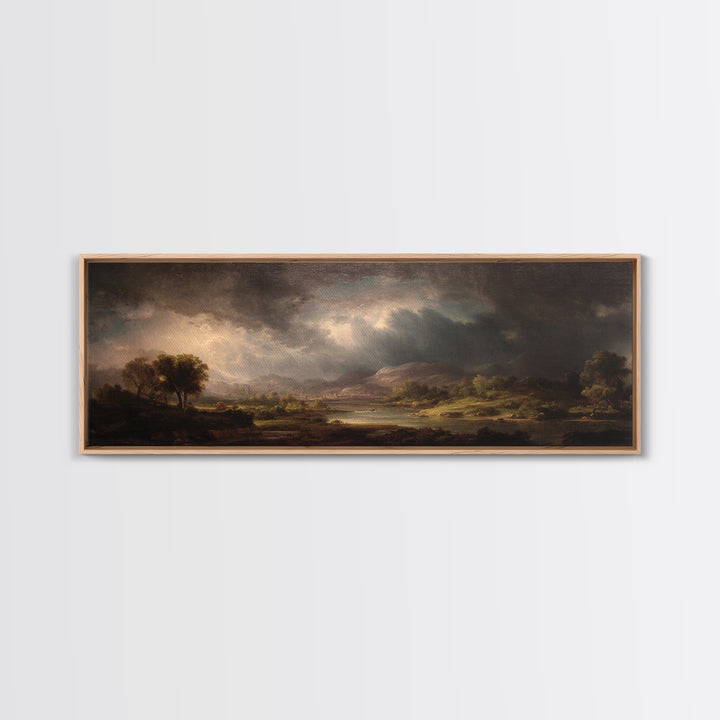 Theatrical Stormy Landscape Framed Canvas Print, Baroque Art, Room Decor, Living Room Decor, Fine Art, Ornate, Digital Wall Art, BAO-3x1-2