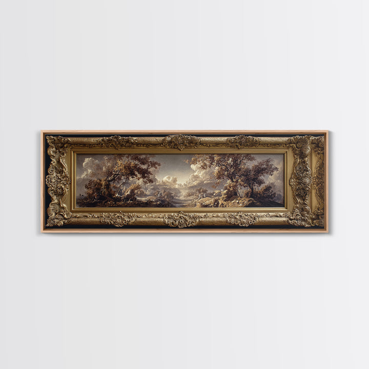 Ornate Gold Frame Illusion Around a Botanical Canvas Print, Baroque Art, Canvas, Living Room Decor, Fine Art, Ornate, BAO-3x1-49