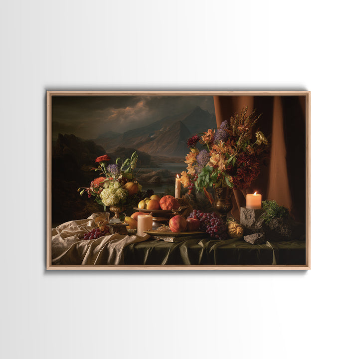 Theatrical Stormy Landscape Framed Canvas Print, Baroque Art, Room Decor, Living Room Decor, Oil Painting, Ornate, BAO-3x2-14