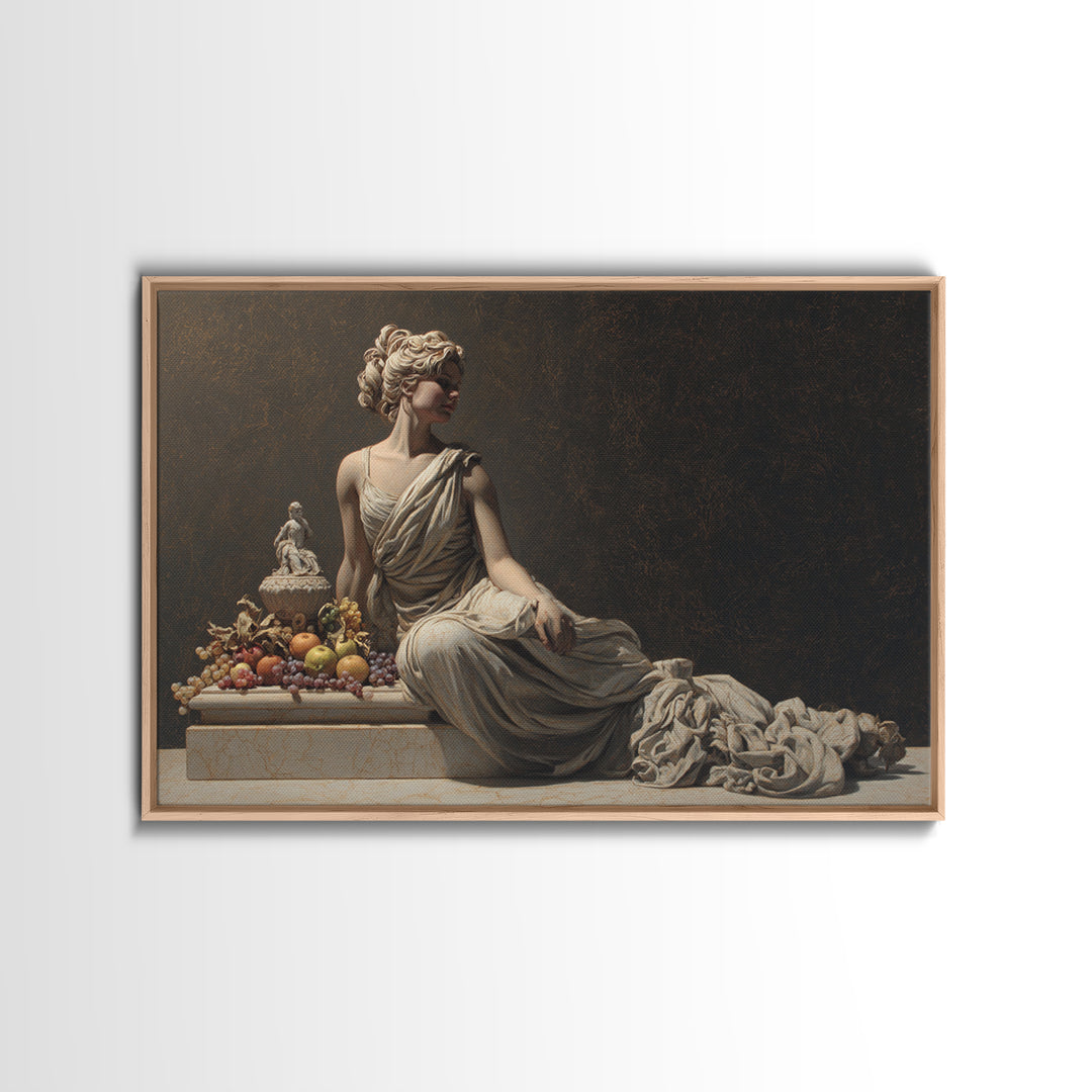 Mythic Goddess Figure Framed Canvas Print, Baroque Art, Textured Painting, Living Room Decor, Fine Art, Ornate, Printable Art, BAO-3x2-18