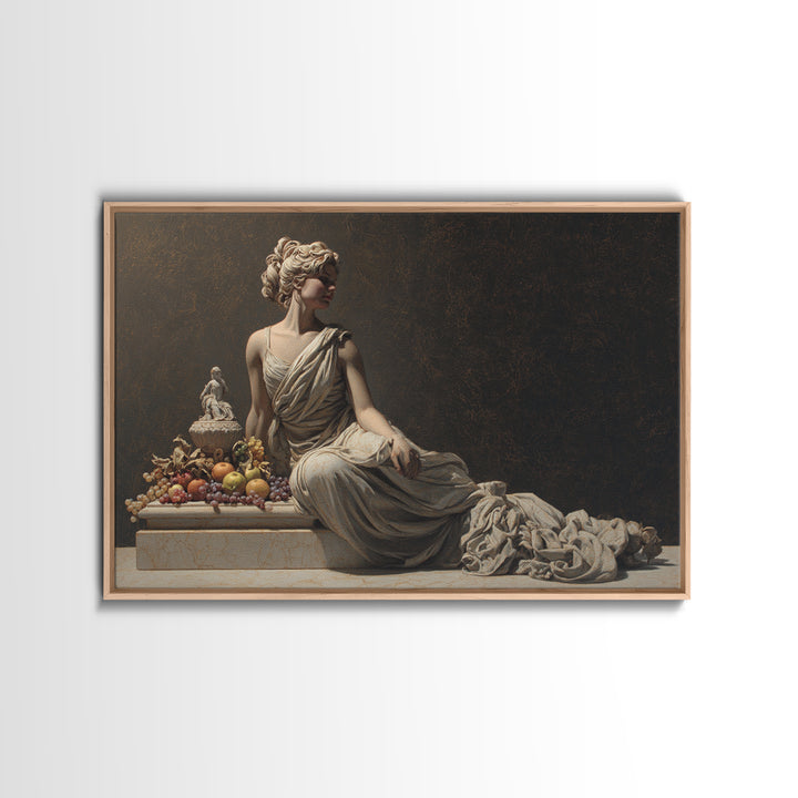 Mythic Goddess Figure Framed Canvas Print, Baroque Art, Textured Painting, Living Room Decor, Fine Art, Ornate, Printable Art, BAO-3x2-18