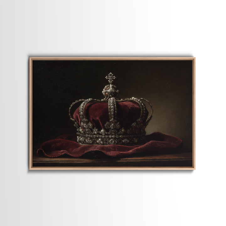 Dark Red Velvet Framed Canvas Print, Baroque Art, Textured Painting, Living Room Decor, Fine Art, Ornate, Printable Art, BAO-3x2-27