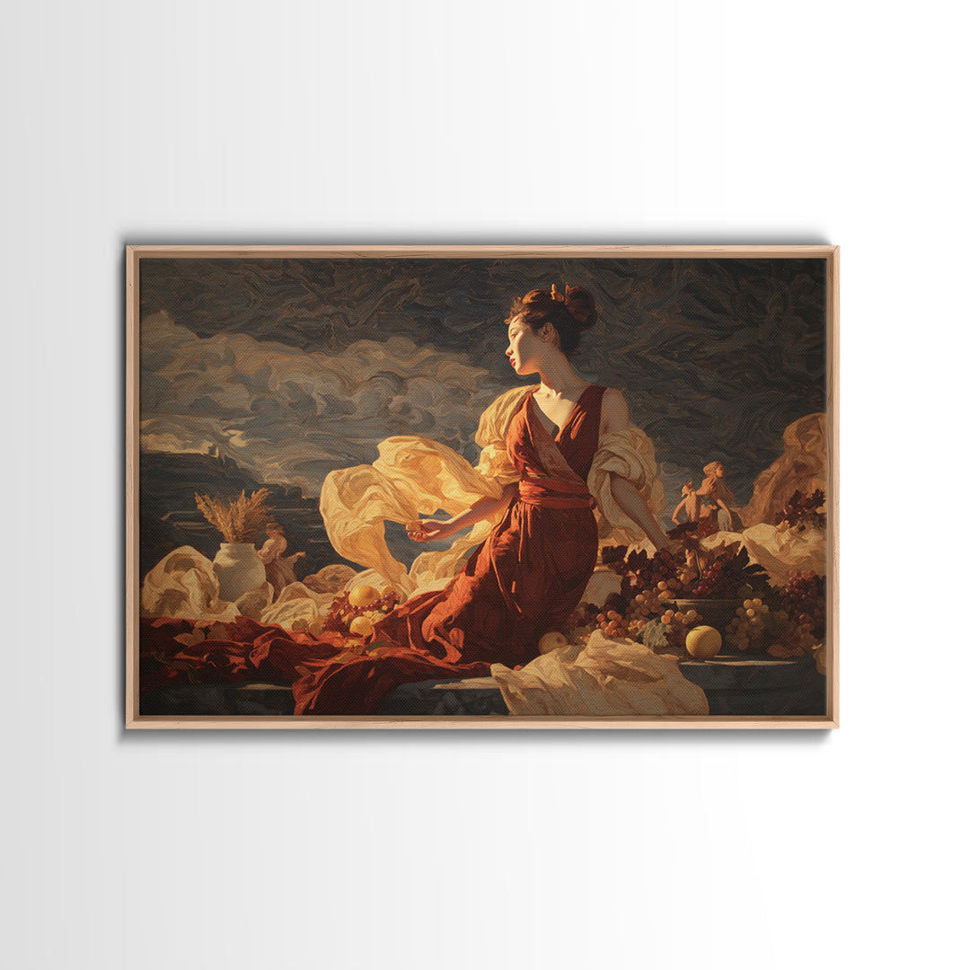 Mythic Goddess Figure Canvas Print, Baroque Art, Art, Living Room Decor, Oil Painting, Ornate, Modern Wall Art, BAO-3x2-66