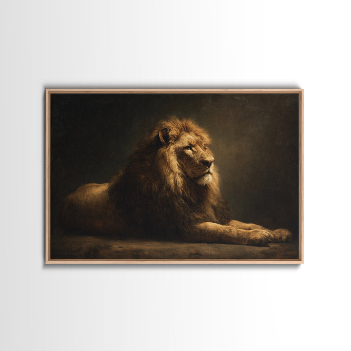 Royal Lion Portrait Framed Canvas Print, Baroque Art, Digital Wall Art, Living Room Decor, Fine Art, Ornate, Portrait Painting, BAO-3x2-69