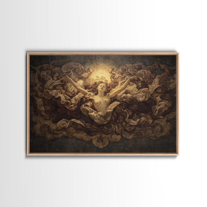 Mythic Goddess Figure Framed Canvas Print, Baroque Art, Digital Wall Art, Living Room Decor, Ornate, Portrait Painting, BAO-3x2-90