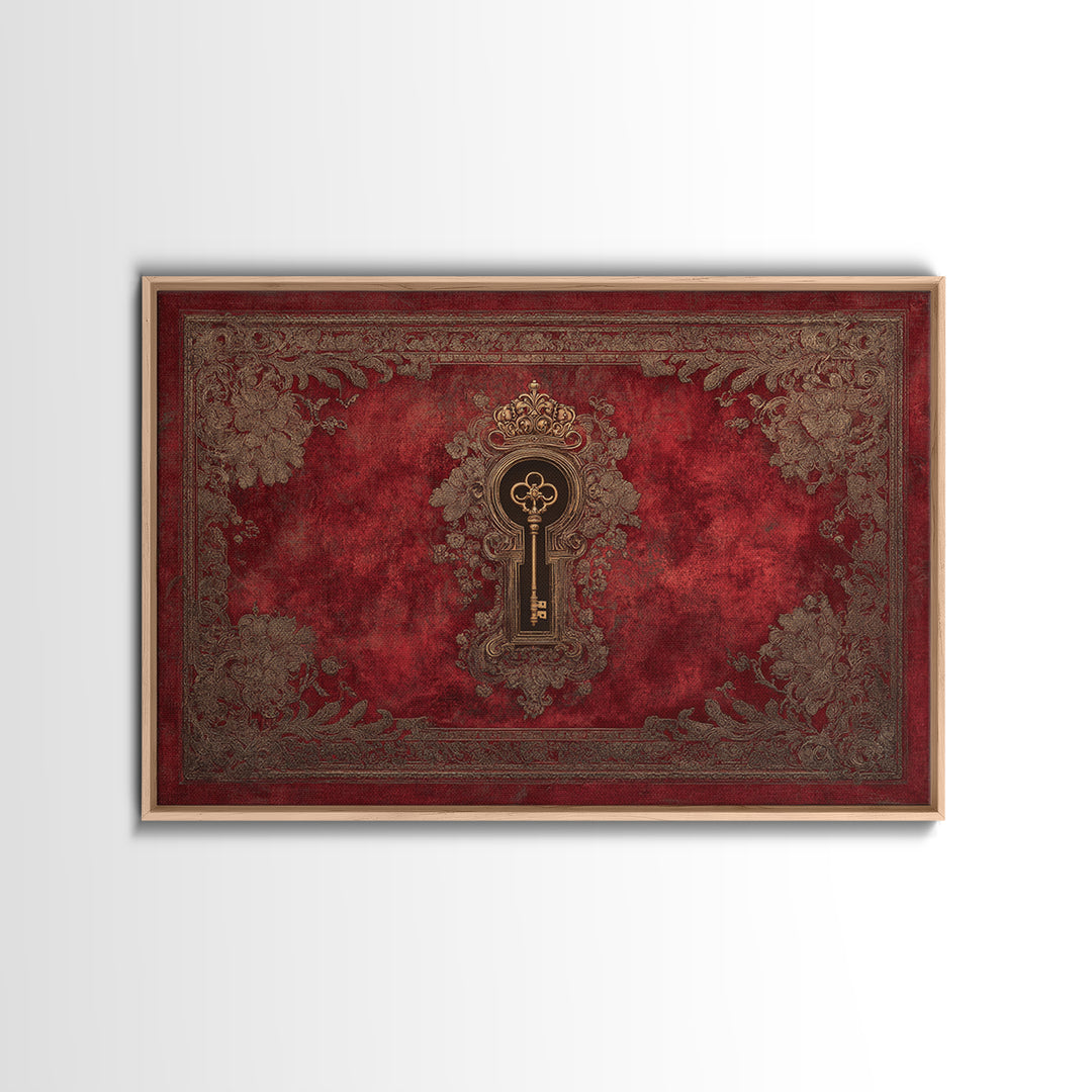 Dark Red Velvet Framed Canvas Print, Baroque Art, Eclectic Wall Art, Living Room Decor, Fine Art, Ornate, Gallery Decor, BAO-3x2-99
